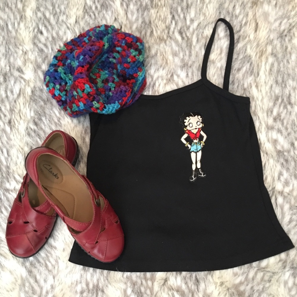 American Comix Betty Boop appliqué on Black Top